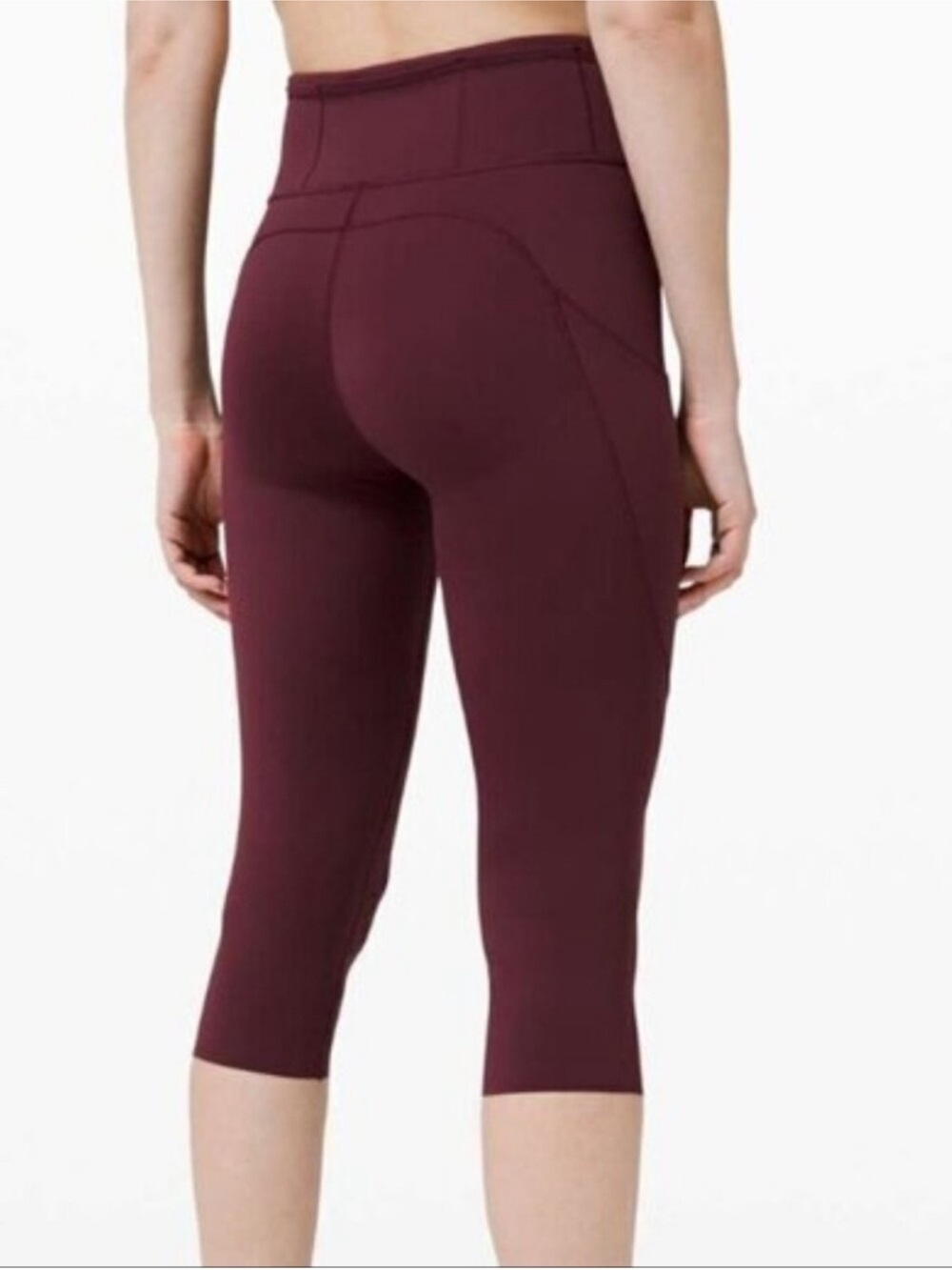 Lululemon Fast And Free Crop Burgundy Leggings 19” Size 0